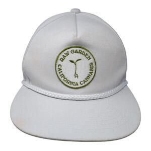 Raw Garden California Cannabis Snapback 5 Panel Cap White OS Rope Academy Fits